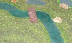 Portion de rivière avec une petite passerelle